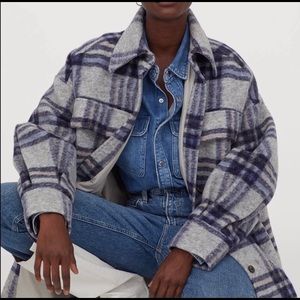 H&M Plaid Long Shacket Jacket Coat